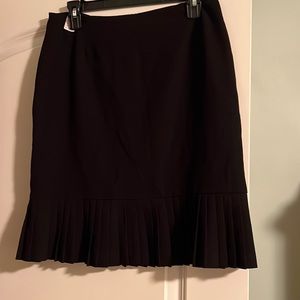 Black straight skirt pleated hem